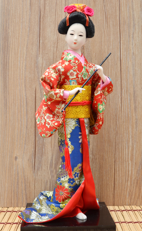 曲美思14寸日本人偶人形艺伎和服娃娃摆件居酒屋料理店酒店装饰礼品38