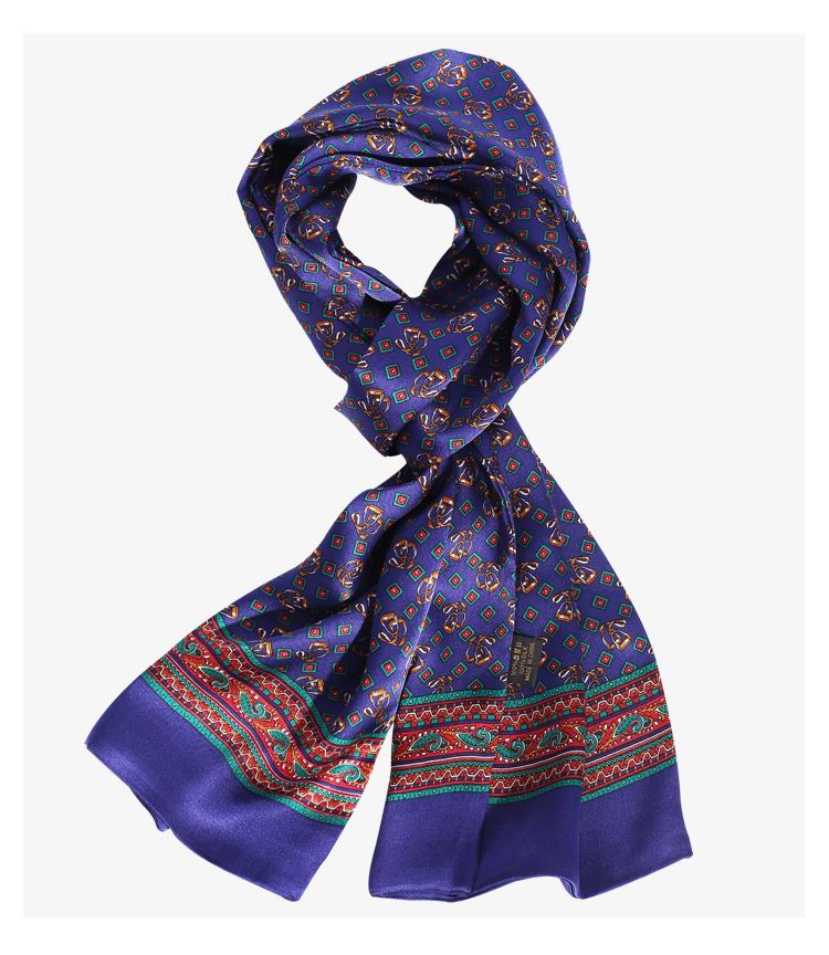 yunsijun 品牌男士围巾真丝夏季桑蚕丝英伦风商务围脖生日礼物男装