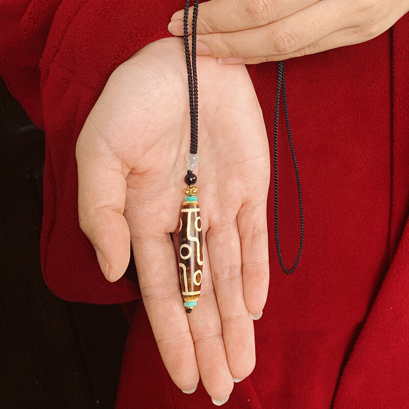 西藏九眼天珠项链手串吊坠 天然玛瑙男女士玉化枯珠 13号双虎牙天珠