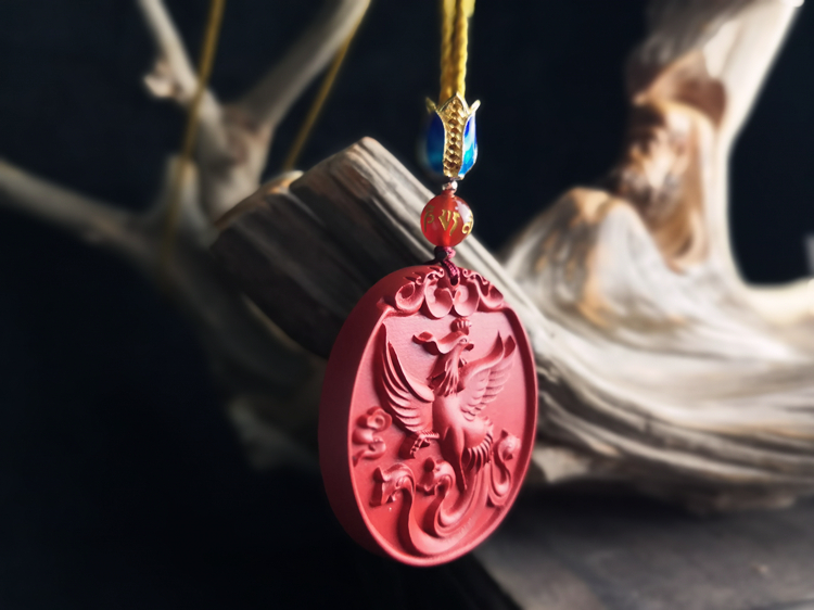 精选京选臻品道家朱砂朱雀凤凰吊坠五行缺火补火男女吊坠毛衣链彩岸