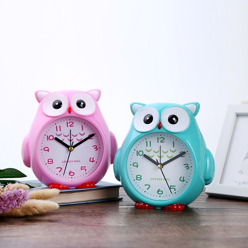 可爱卡通动物儿童闹钟学生用床头书桌创意时钟懒人专用小闹铃恐龙粉色