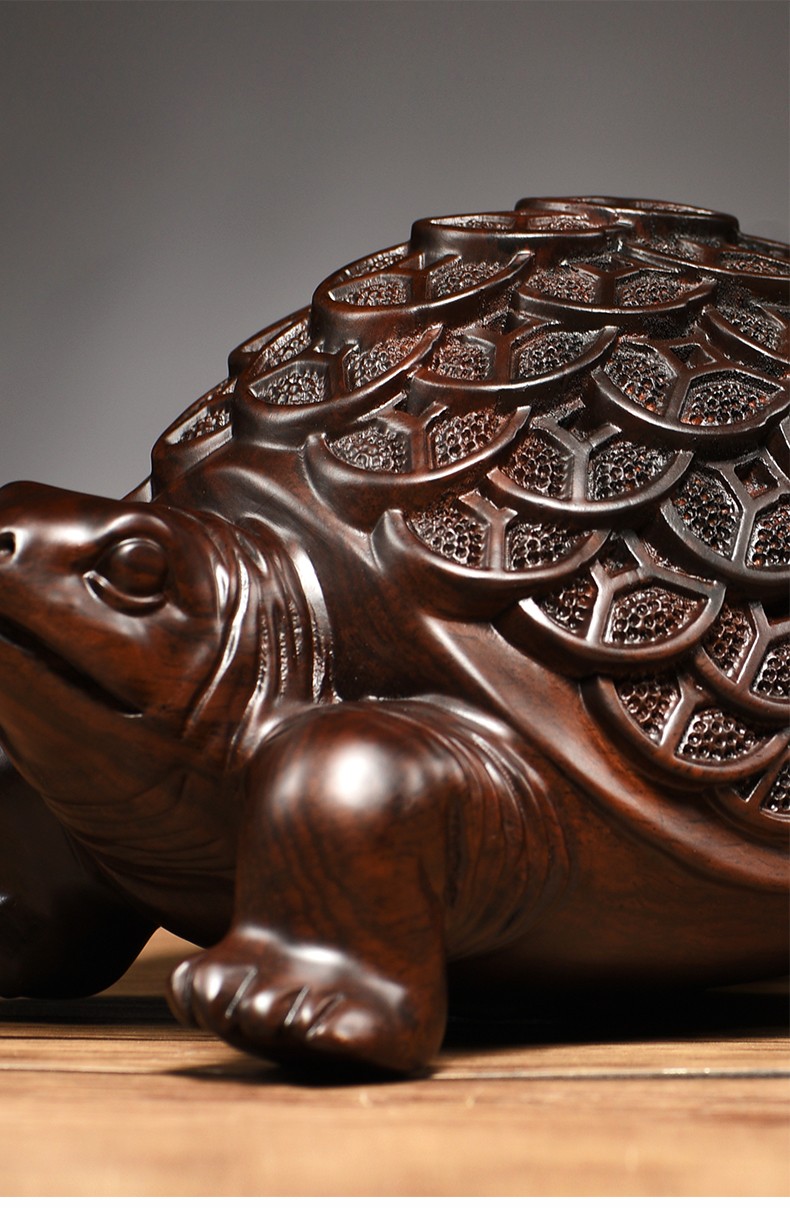 善逸木雕金钱龟摆件实木乌龟家居客厅玄关装饰品董事长总经理办公室
