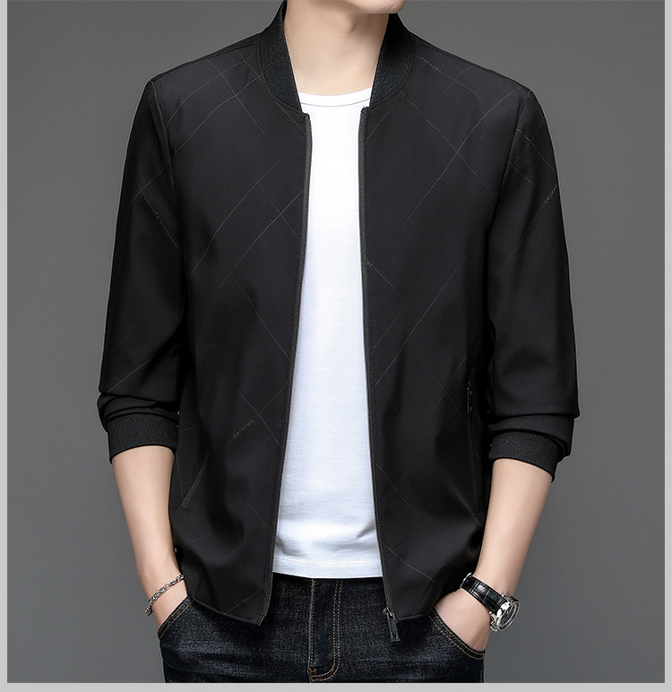 卡帝乐鳄鱼男装无领夹克衫新品2022中年时尚春季休闲潮流男士爸爸装