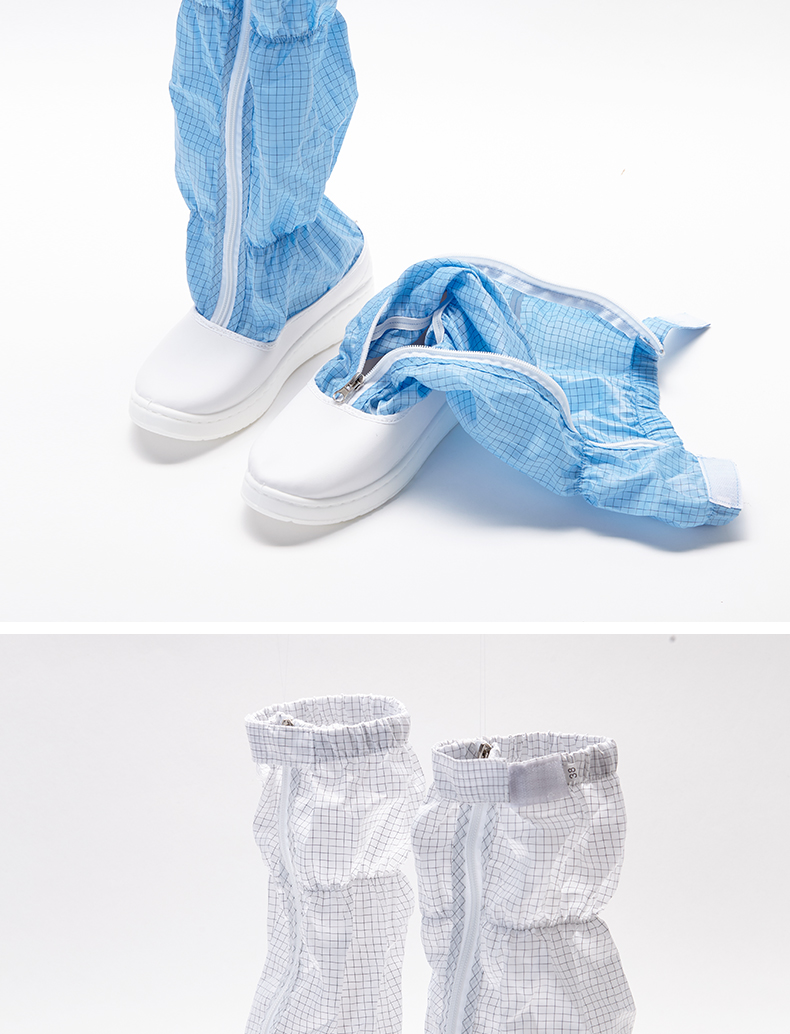 加厚软底工作鞋无尘服鞋子网格无尘鞋长筒车间高筒靴男女白色42