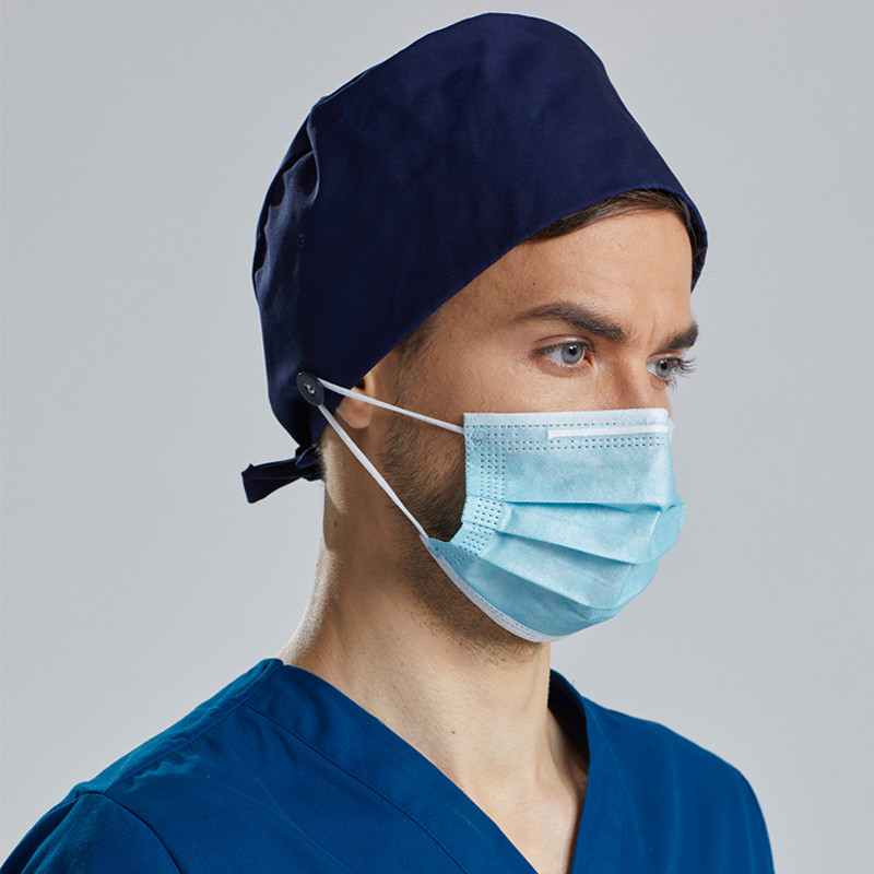 医生的纯棉男士纯色系带工作帽女护士帽手术室帽子男医护口腔帽男式
