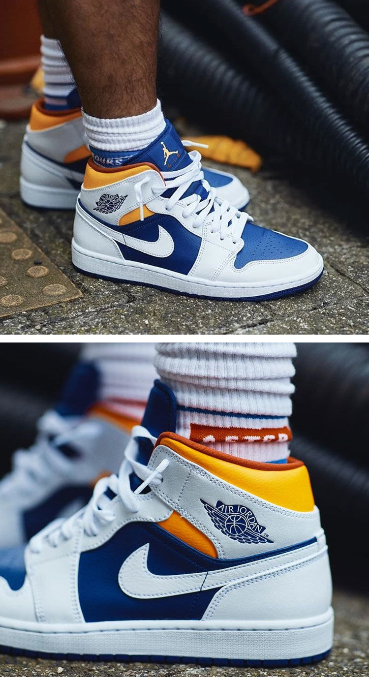 同款ir 乔1 id白蓝黄 海蓝橙美队男女中帮篮球 554724- aj1新南海岸