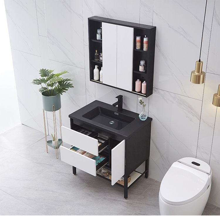 风水镜浴室柜岩板洗脸盆柜组合隐藏式镜柜卫生间洗漱台洗手台面盆 0.