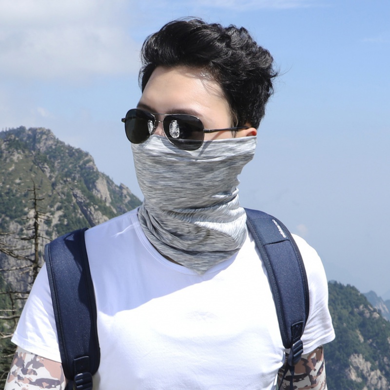 男士纱巾围脖夏季薄款男女百变多功能防晒头巾护颈围巾一体骑行冰丝脖