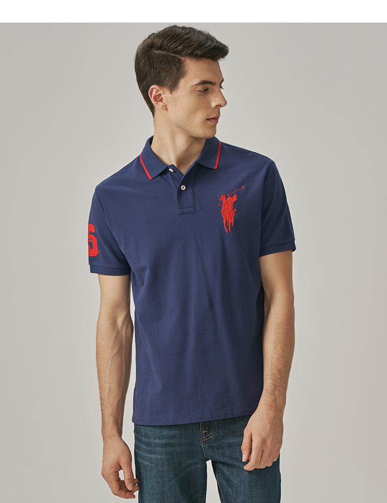 polo sport男士潮牌polo衫2021休闲宽松套头衫体恤衣服 黑色 s