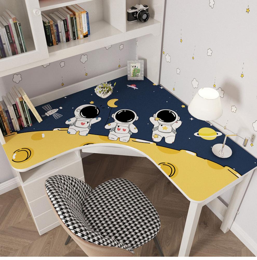 2022新款转角书桌桌垫防水防油皮革桌布拐角ll弧型电脑桌写字台布可