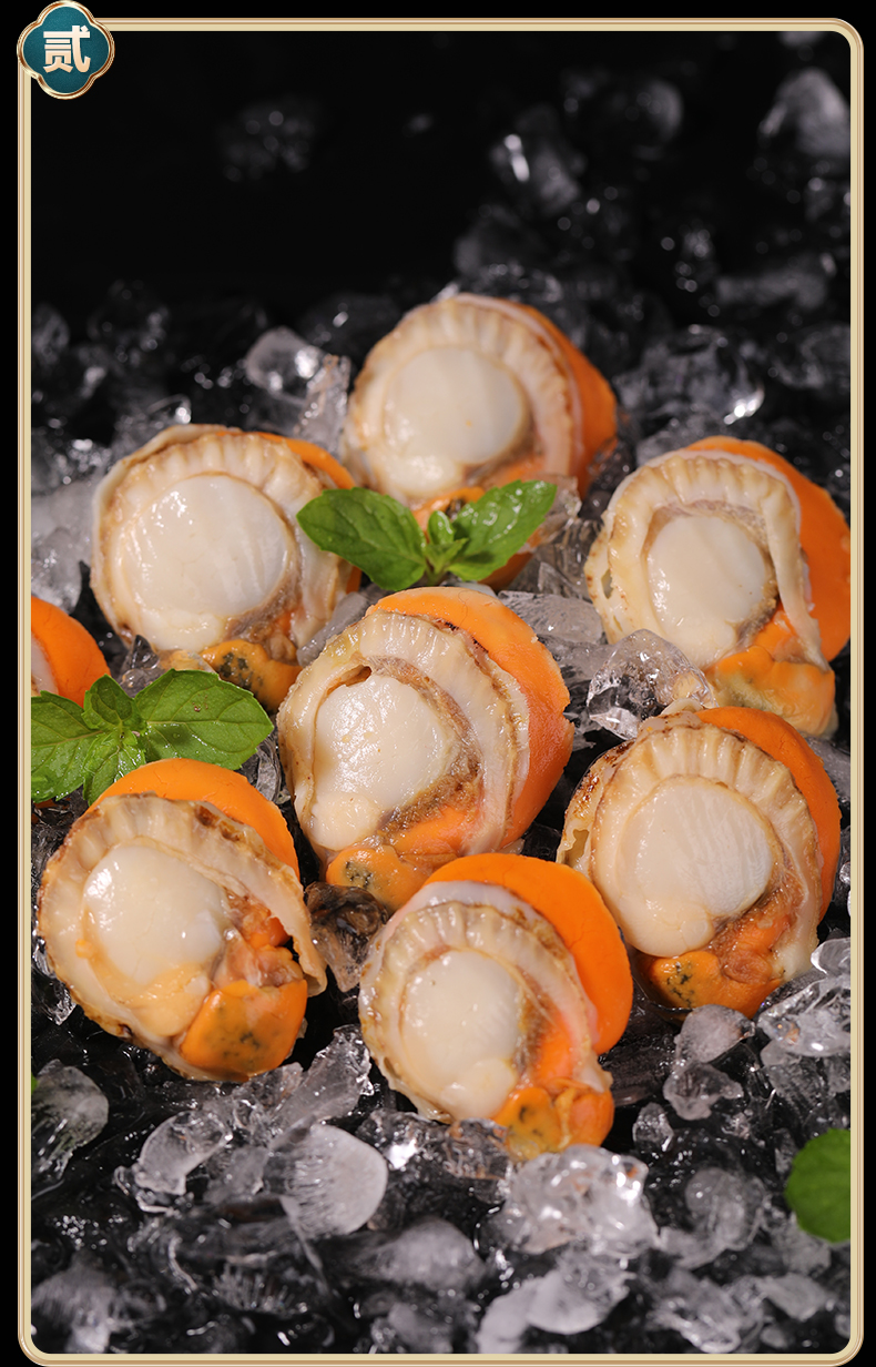 2斤新鲜扇贝超大扇贝肉即食粉丝蒜蓉袋装带黄鲜贝肉冷冻海鲜水产