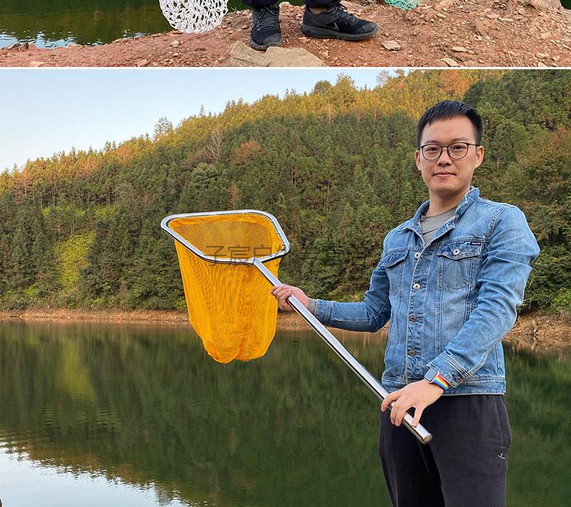 不鏽鋼抄網加厚一體撈魚網結實打魚魚撈漁具網兜抄魚網大號定製50cm長