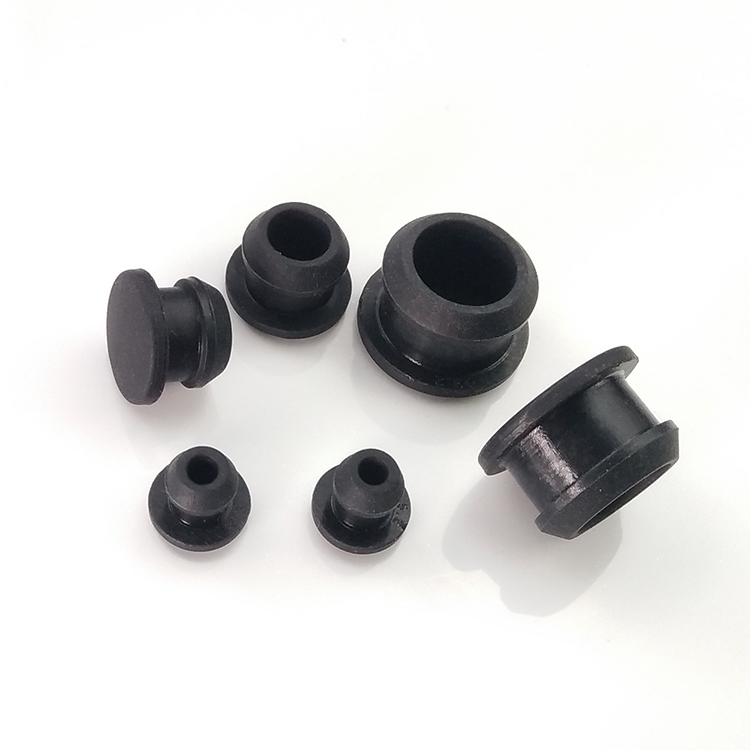 奥乐仕带卡槽硅橡胶堵头扣式胶帽防尘防水橡胶塞倒扣硅胶塞黑色a开孔