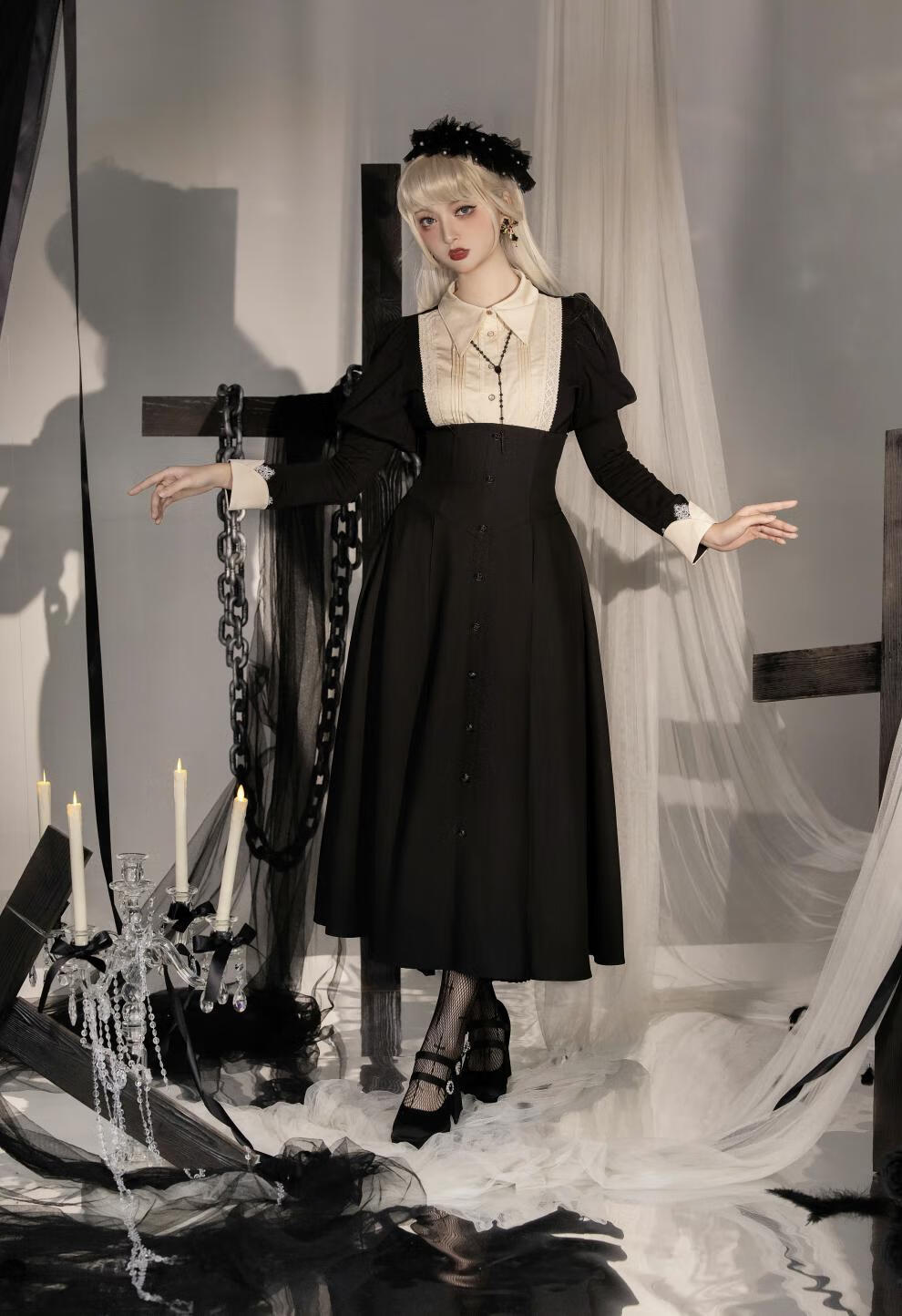 万圣节暗黑泡泡龙lolita正品优雅显瘦重工洛丽塔女仆风连衣裙秋冬 长