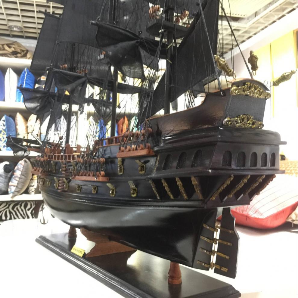 黑珍珠号加勒比海盗船模型工艺船仿真木船实木质帆船复古摆件礼品45