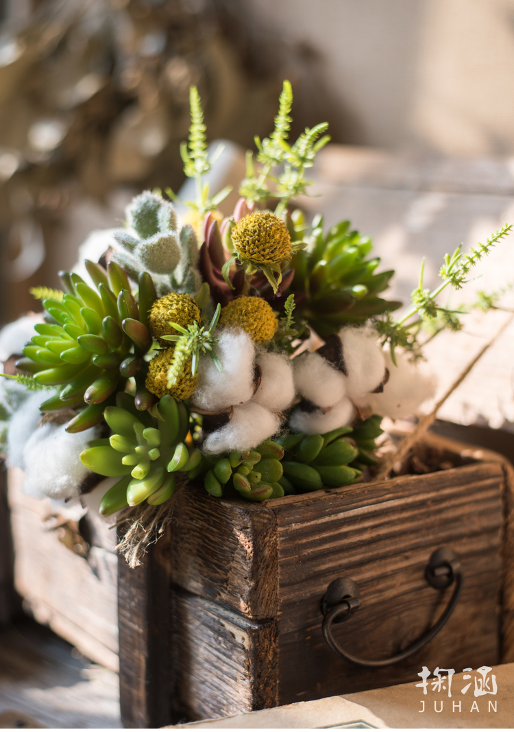 掬涵 棉花元素花束手捧花装饰设计师花艺森系婚礼棉桃干枝多肉 《棉忆