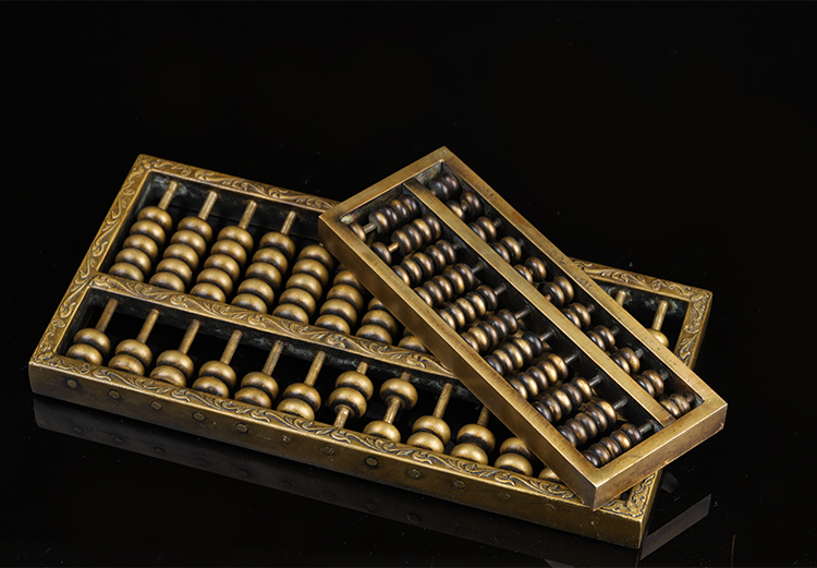 济凯纯黄铜算盘摆件珠子可以拨动方形复古书房公司办公室收银台大号13