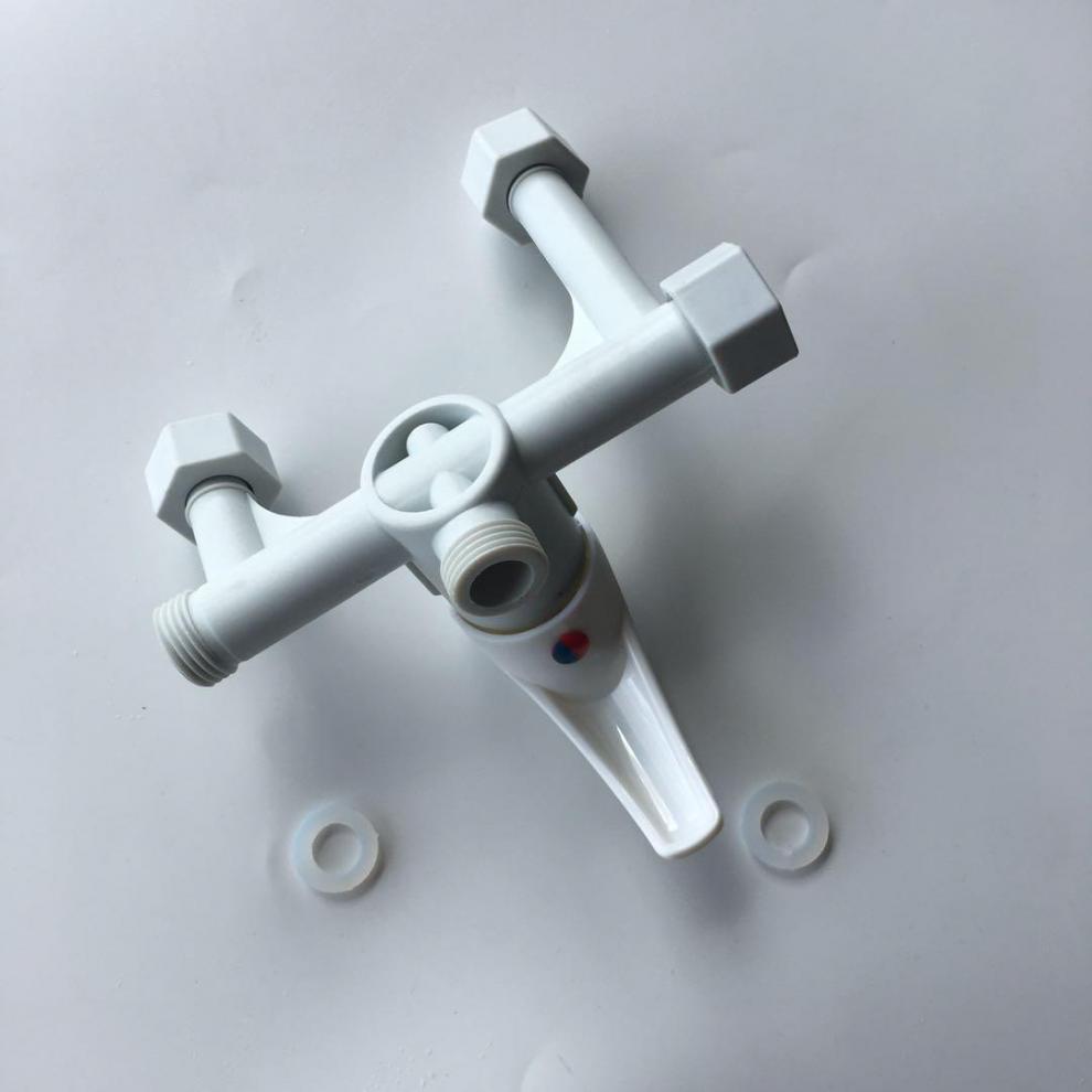 如桃全塑料电热水器混水阀明装开关冷热混合阀u型出水龙头淋浴全塑