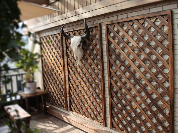 战长沙网格防腐木栅栏格栅围栏网庭院篱笆花园爬藤架花架墙碳化户外