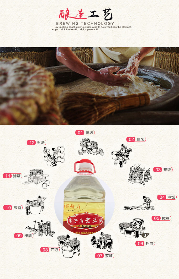 湖北特产麻城木子店老米酒月子米酒农家米酒糯米酒酿低度甜酒12度5斤