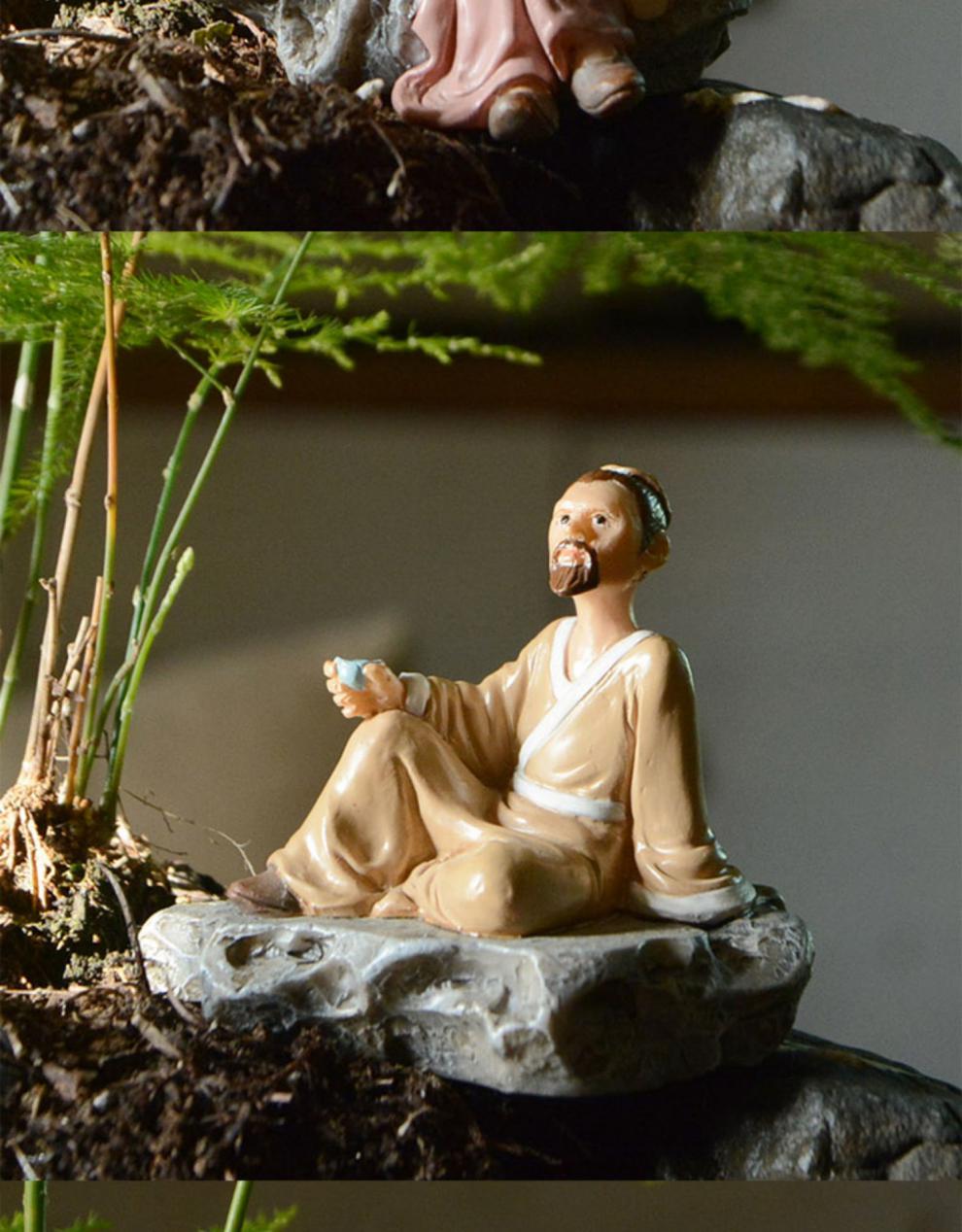 真自在古装小型人物微景观摆件家居装饰品庭院假山盆景造配仿真桌面