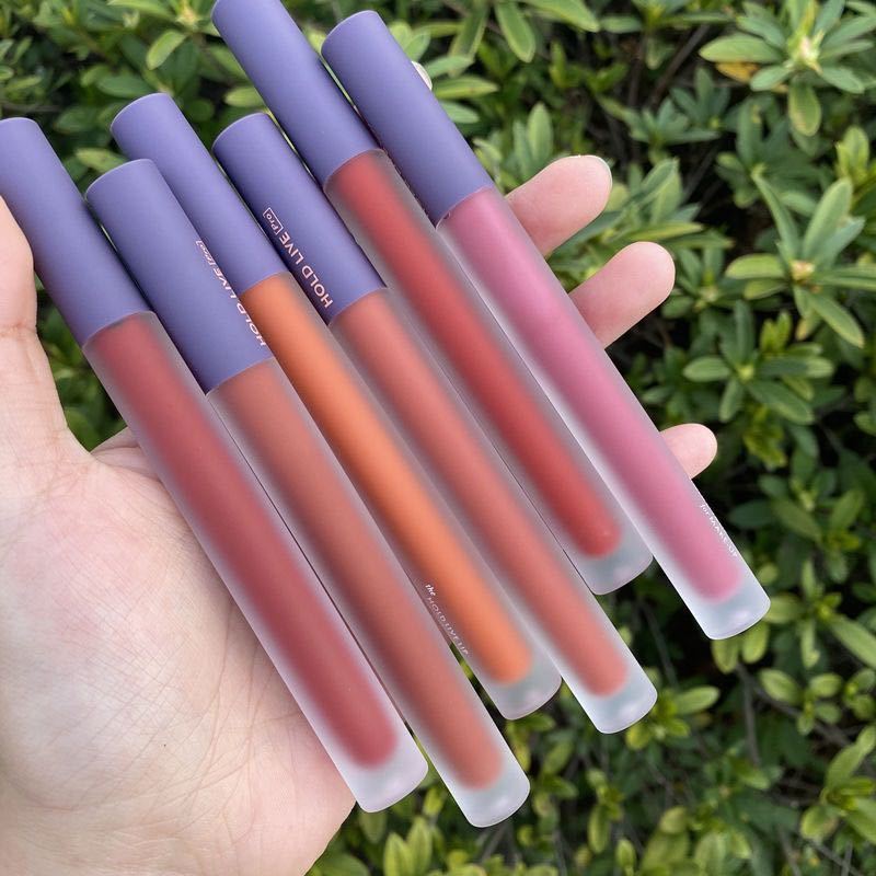 口i红holdlive小吸管持久空气唇釉陶土红棕浆果梅子肉桂哑光雾面口i红