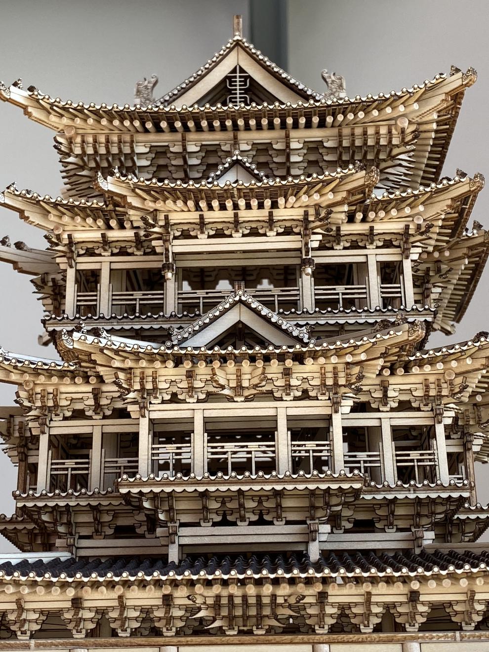 猫乐鱼明代东岳庙飞云楼中国古建筑模型屋diy自助拼装木制质1/75定制 