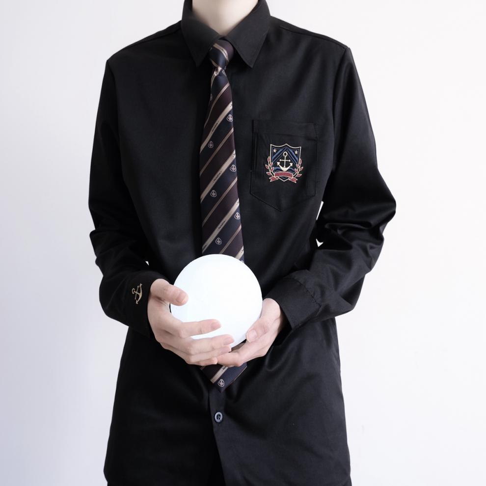 jk制服官方原创jkdk制服长袖衬衫男船锚刺绣春秋新品黑色xxl