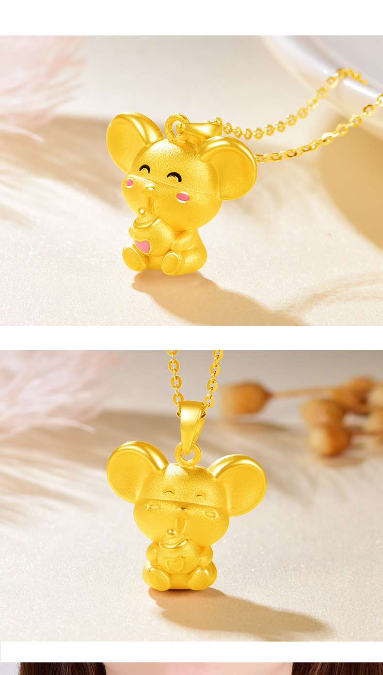 小老鼠吊坠黄金六福珠宝图片