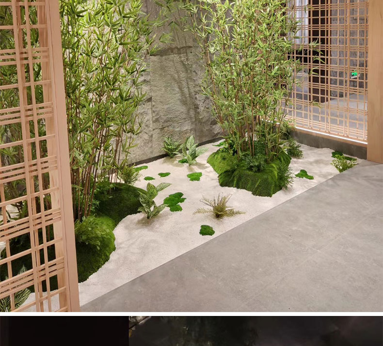 仿真竹子隔断屏风假竹子盆景细水毛竹绿植客厅酒店装饰竹叶假竹竿 黑