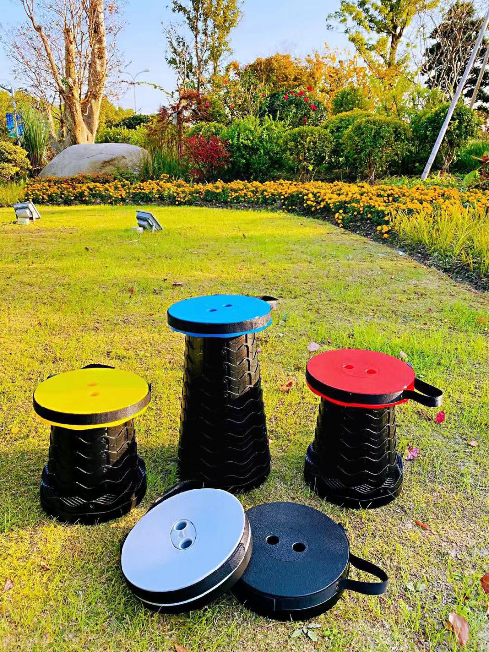 6765抖音伸缩凳子便携式排队抖音折叠凳子 户外伸缩加厚旋转凳