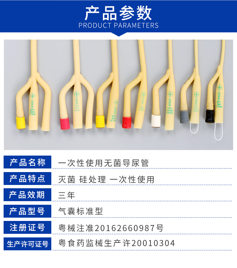 助鑫导尿管一次性使用无菌导尿管医院用双腔三腔乳胶儿童成人男女导