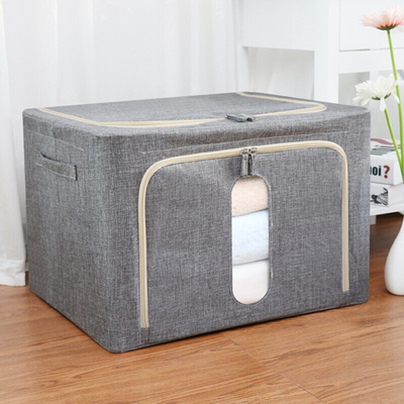 双岗家用储衣箱放衣柜里收纳盒装衣服整理箱子帆布盒子布艺简易可橙色