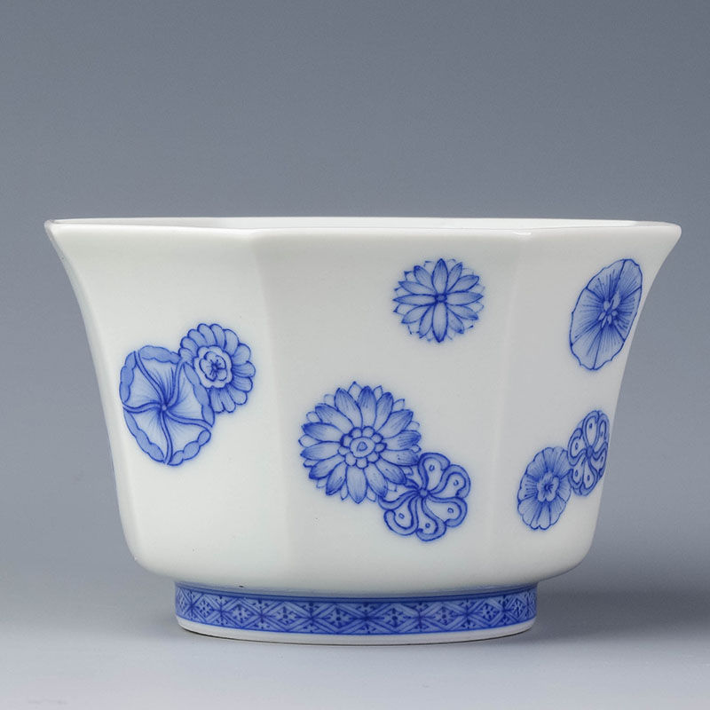 青花皮球花六方杯【图片 价格 品牌 报价】-京东