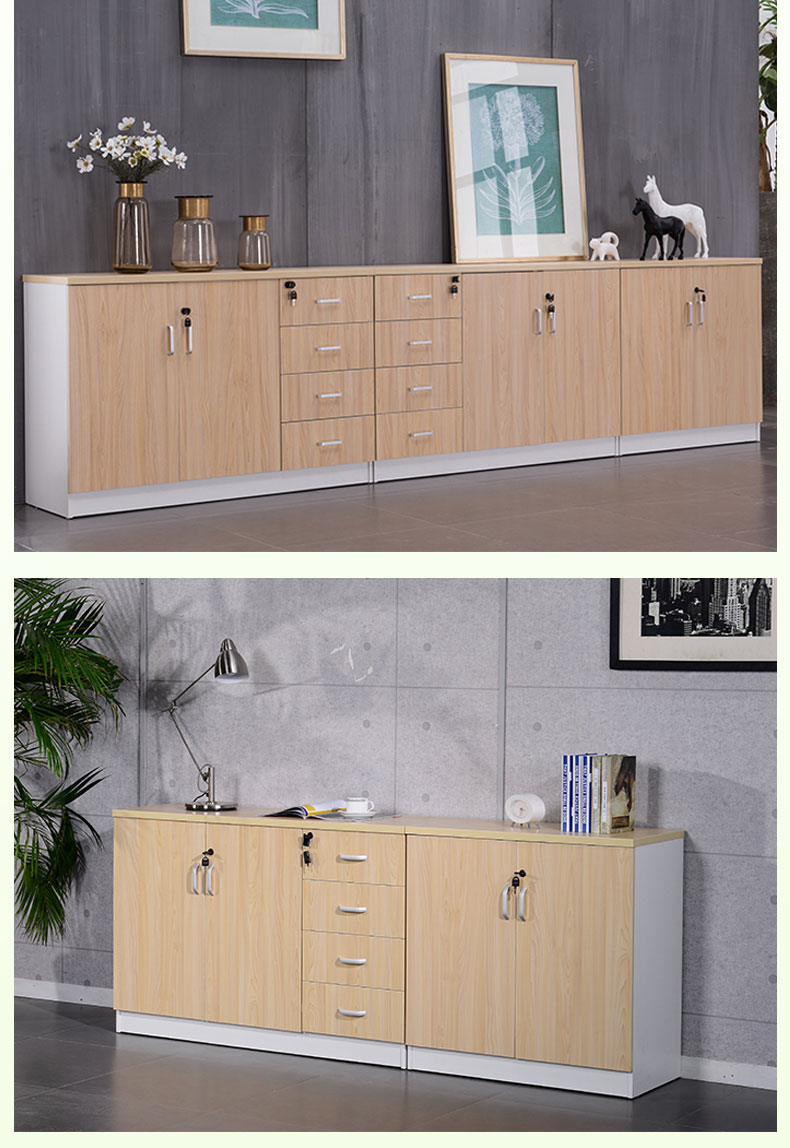 办公室矮柜长柜带锁小矮柜条柜隔断木文件柜抽屉储物柜木质资料柜