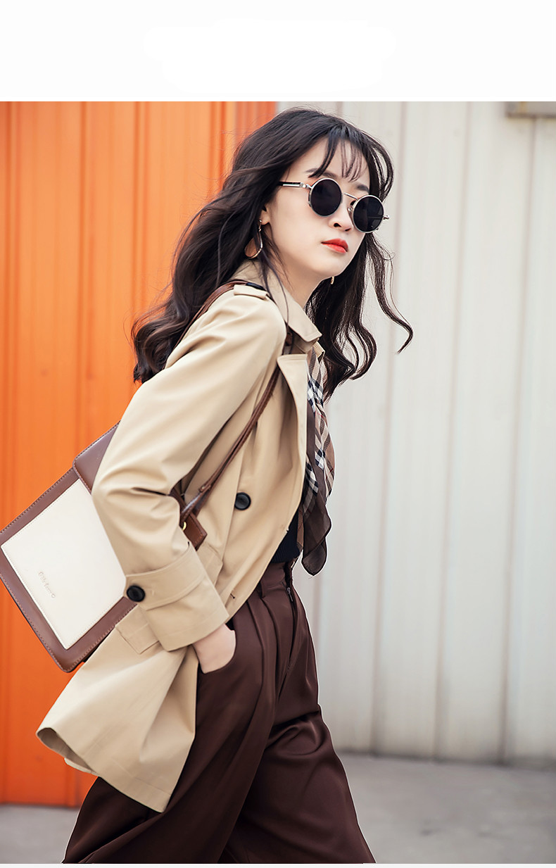 高端品牌 中长款收腰风衣女装2021春季新款气质修身小个子外套英伦风