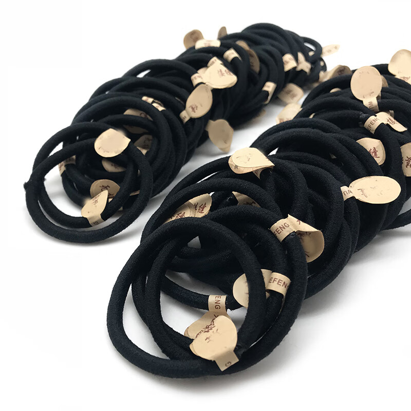 韩国发圈高弹力耐用发绳皮套加粗头绳扎头发皮筋女马尾加粗黑色10根包