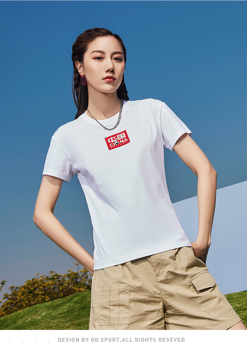 乔丹短袖t恤女2021夏季新款新疆棉花黑色圆领打底上衣宽松运动服黑色