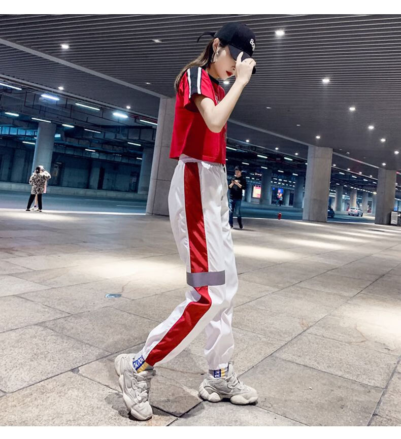 鬼步舞服装女抖音新款爵士服装女士曳步套装夏季怪味少女鬼步舞反光裤