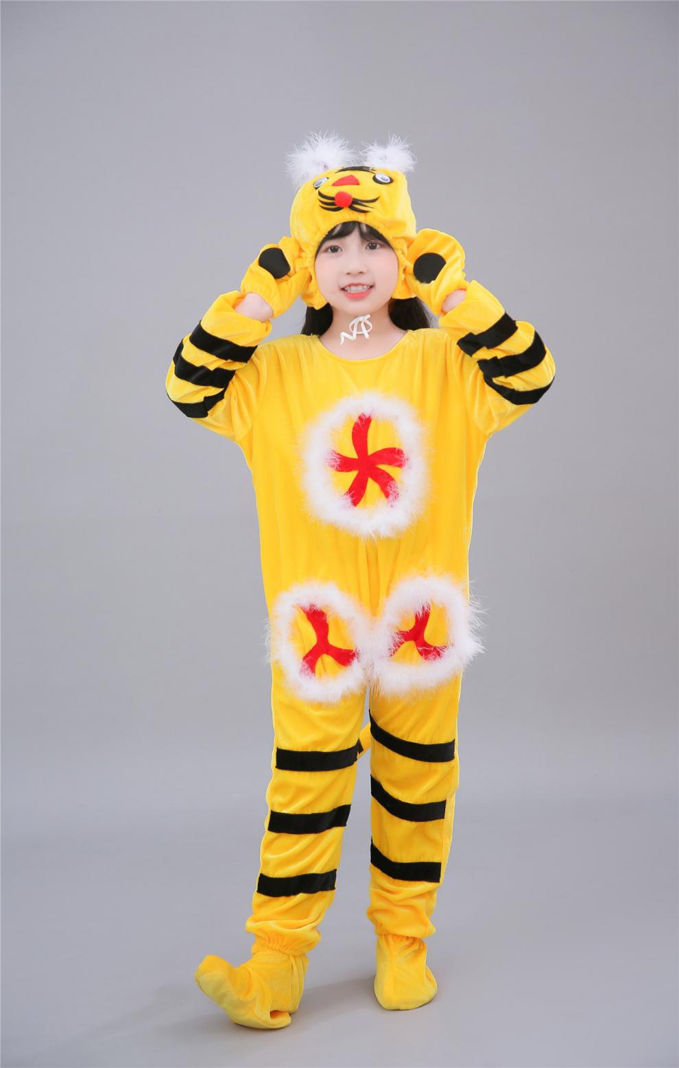 话剧演出服儿童元旦动物演出服动物表演服亲子装话剧装男老虎男款帽子