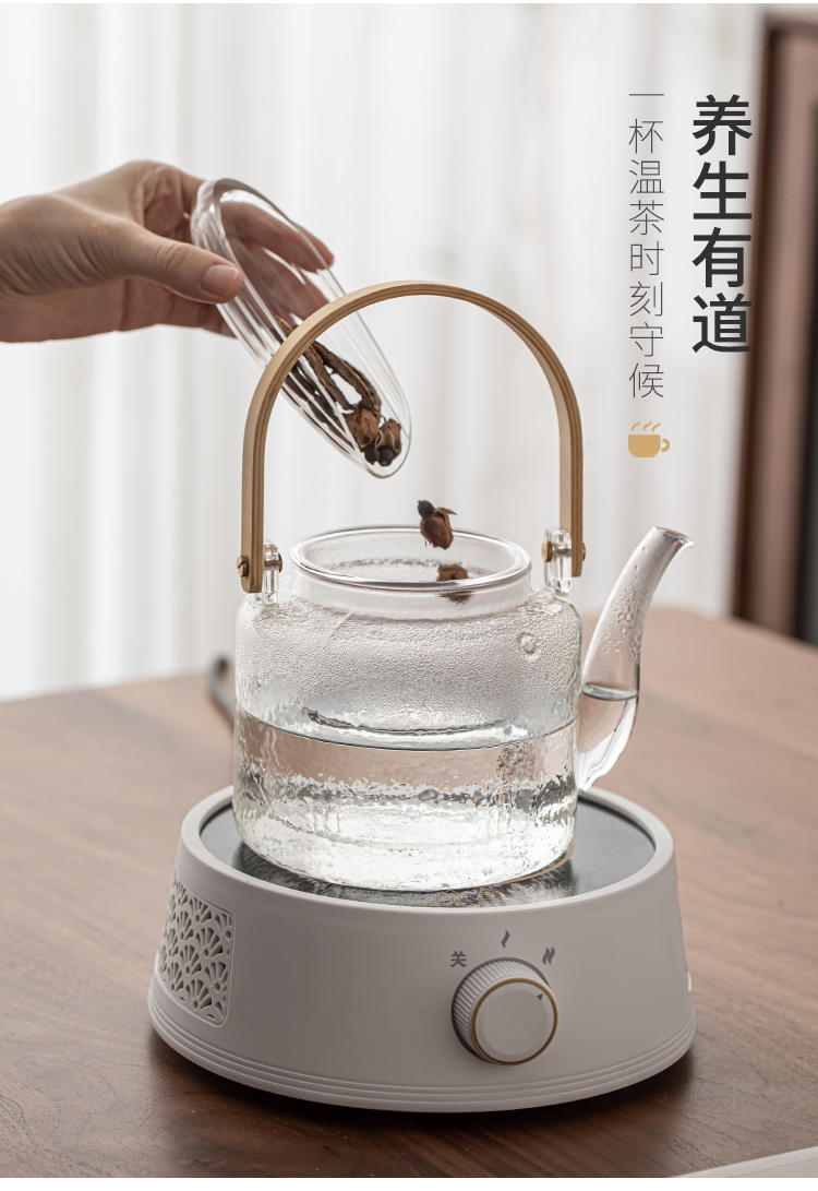 金灶日式煮茶器日式加厚玻璃蒸汽式煮茶壶套装老白茶小青柑煮茶器小型