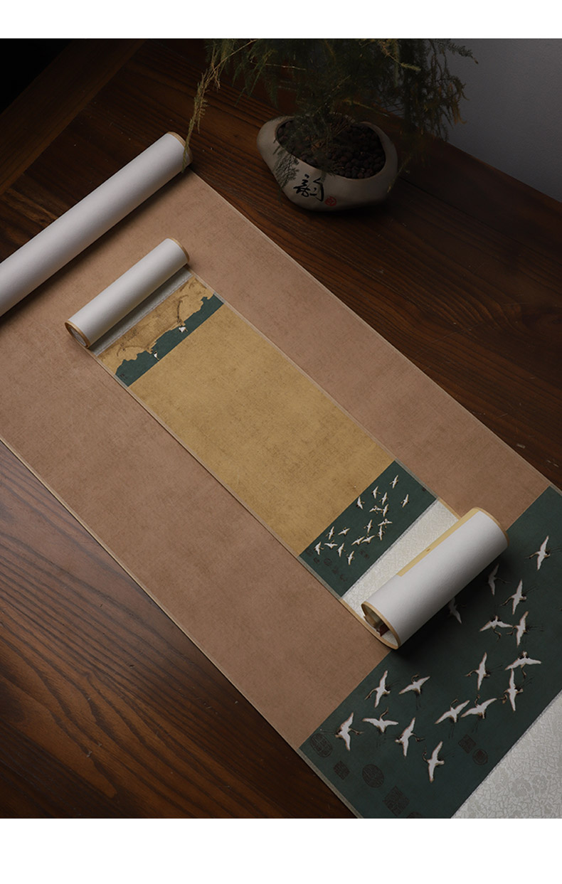 仙鹤图创意宣纸卷轴蜡染半生熟仿古免装裱空白作品纸中式茶挂卷轴书画