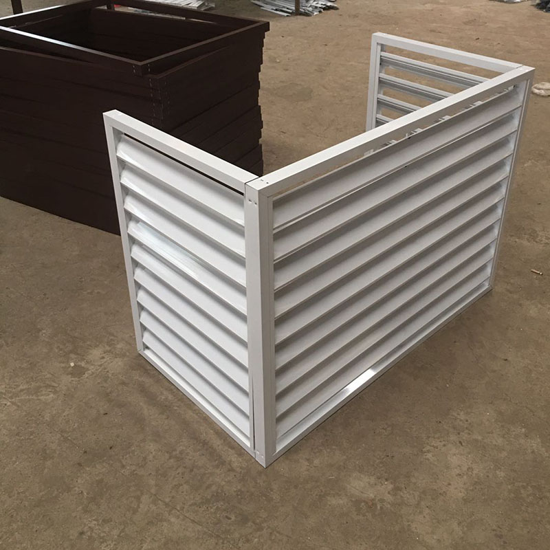 铝合金空调外机罩百叶窗格栅 厂家不锈钢防雨防护栏仿木纹 灰色现货3