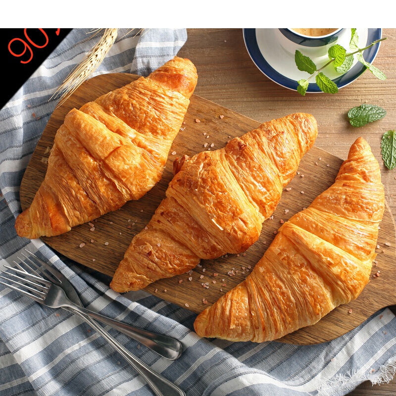 丹麦牛角面包羊角可颂汉堡包面包胚夹心黄油三明治早餐食品咸面包中号