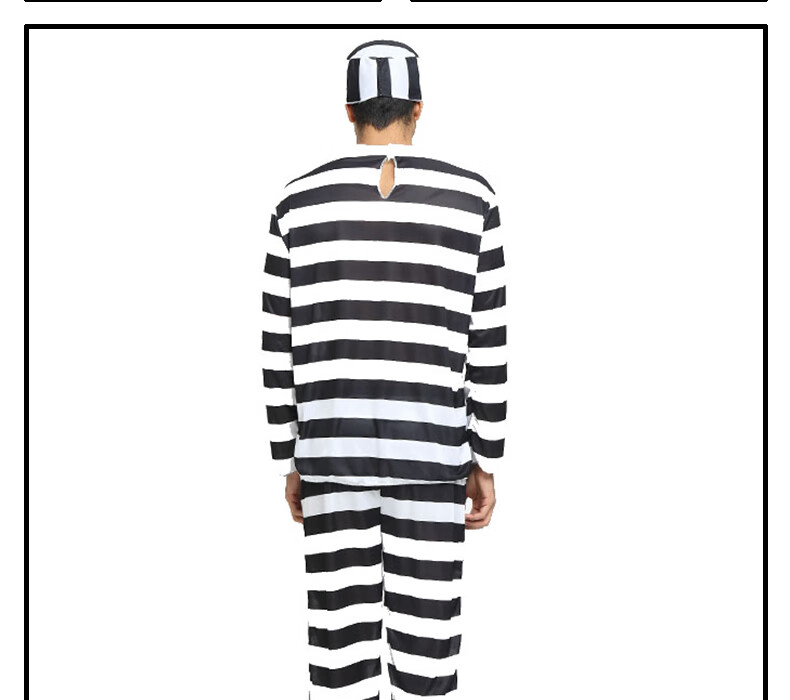 名瑞德囚犯衣 万圣节成人条子与囚犯衣服服装女囚衣服男囚服派对角色
