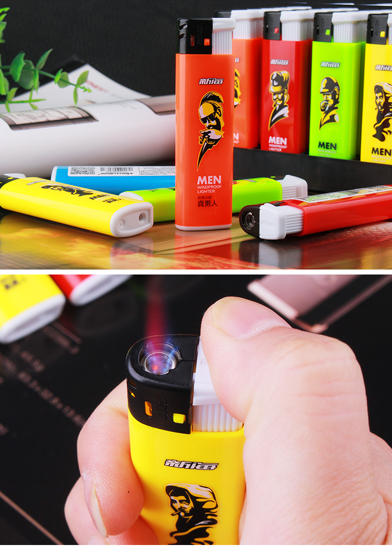 2022全新升级新海打火机防风 一次性充气电子防风打火机金属防爆砂轮
