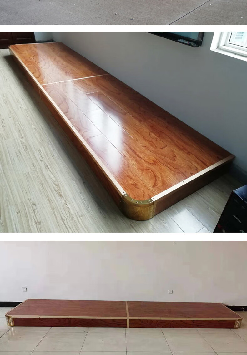 学校教室讲台钢架结构木地板地台实木圆弧防护装置可教师站台 可承接