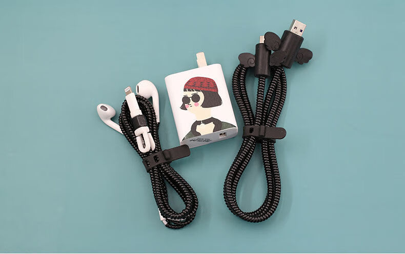 优洒小米10s数据线保护套缠绕绳红米k30s版k40noet9pro充电器贴纸镭射