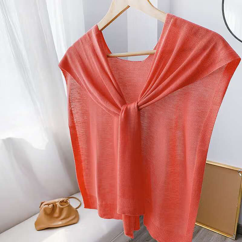 【高品质披肩】外搭冰丝小披肩时尚韩版披肩围巾冰丝针织款 紫色