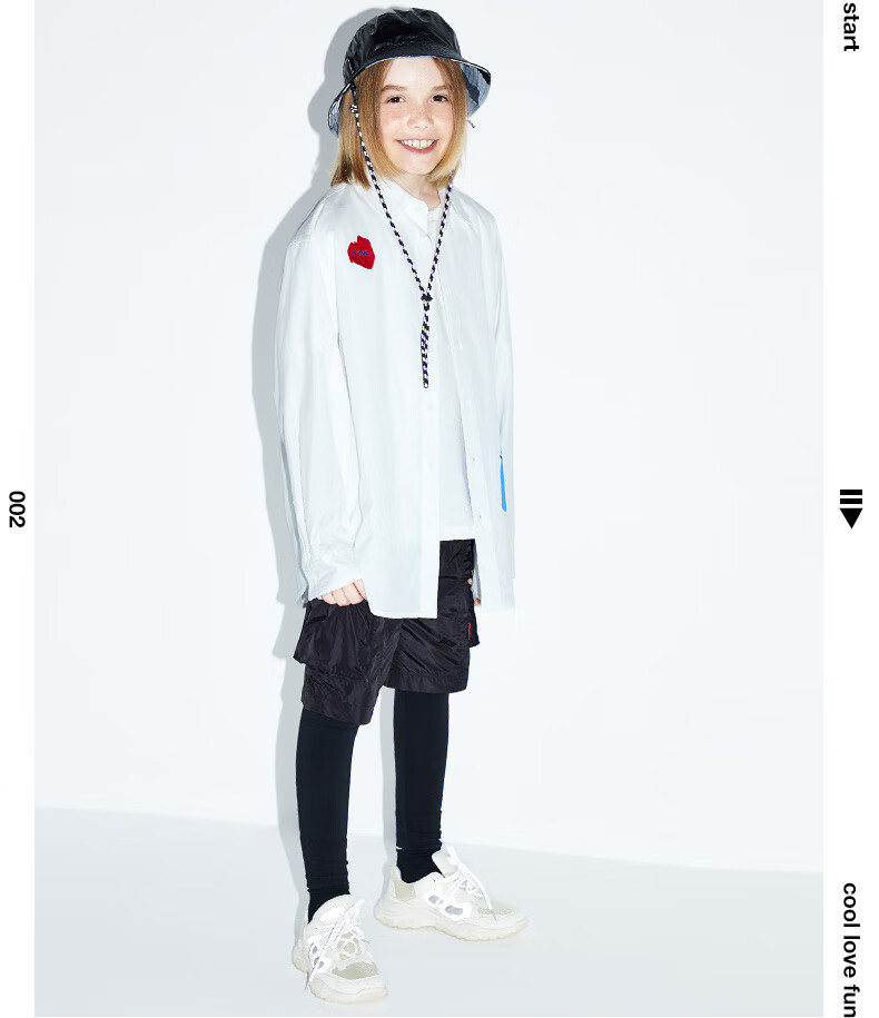 little moco童装春装新款儿童衬衣翻领男童白色衬衫内搭潮童 本白色